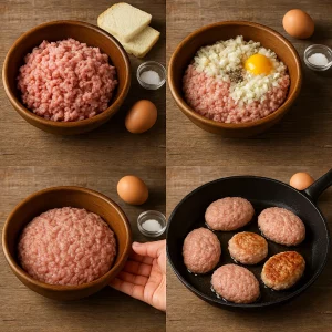 Пошаговый процесс приготовления котлет из свинины