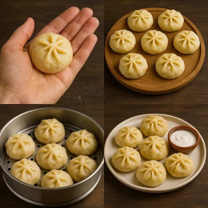 Манты с мясом на тарелке после приготовления