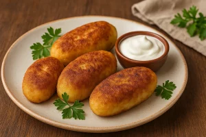 Картофельные зразы с мясом в подаче