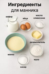 Ингредиенты для приготовления манника на кефире