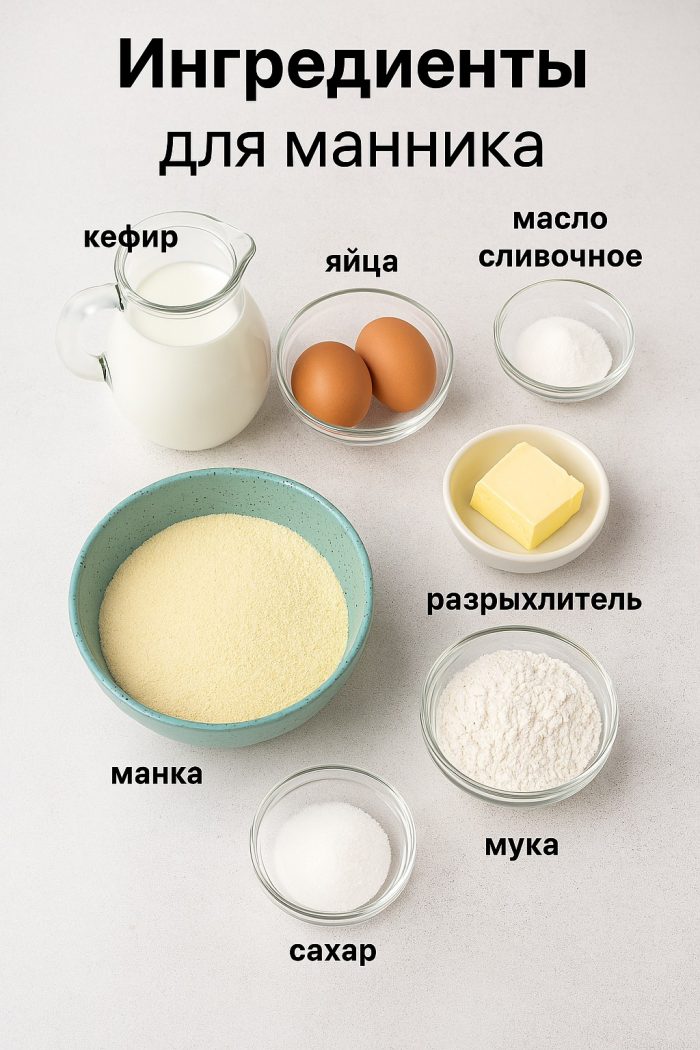 Ингредиенты для приготовления манника на кефире