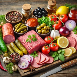 Продукты для приготовления классической мясной солянки