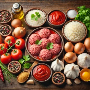 Набор продуктов для тефтелей в томатном соусе