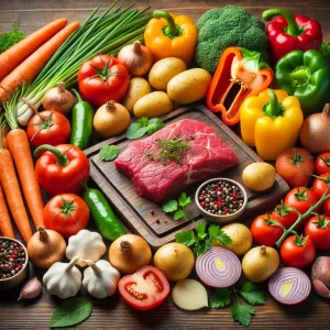 Ингредиенты для приготовления овощного рагу с мясом