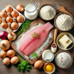 Продукты для приготовления расстегаев с рыбой