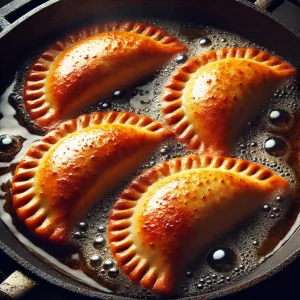 Чебуреки с мясом, жарятся на сковороде