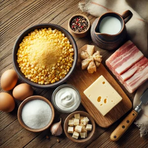 Ингредиенты для баноша: кукурузная крупа, сметана, брынза, сало, соль и вода