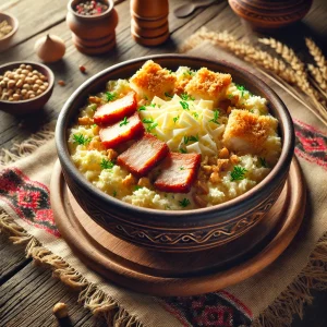 Ингредиенты для баноша: кукурузная крупа, сметана, брынза, сало, соль и вода