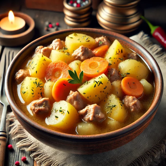 Картошка с тушёнкой в керамической посуде
