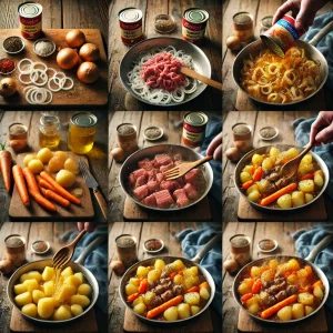 Пошаговое приготовление картошки с тушёнкой