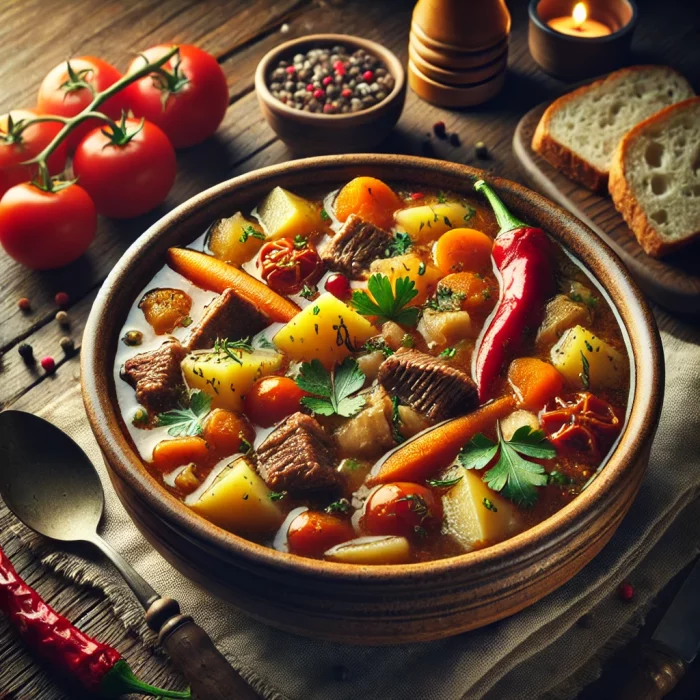 Подача шурпы в глубокой миске