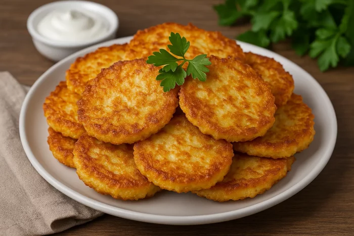 Аппетитные драники с золотистой корочкой на тарелке
