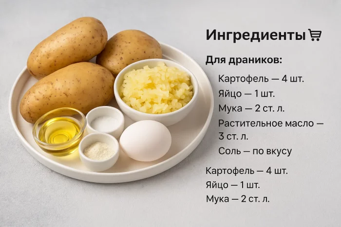 Основные ингредиенты для драников