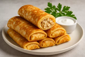 Готовые блинчики с курицей