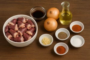 Ингредиенты для шашлыка из куриных сердечек