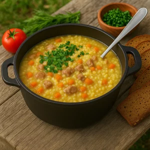 Подача пшённой каши на природе