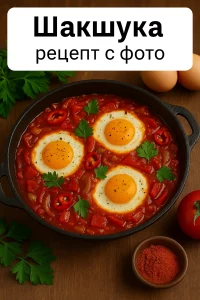 Готовая шакшука в сковороде