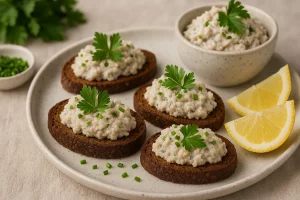 Подача форшмака на хлебе
