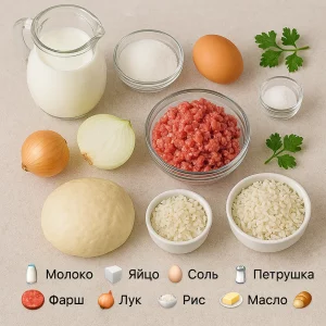 Ингредиенты для кулебяки с мясом