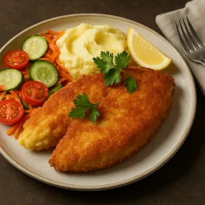 Подача куриных отбивных с гарниром