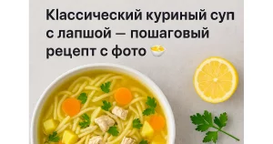 Обложка куриного супа с лапшой для статьи