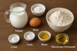 Ингредиенты для оладий на кефире