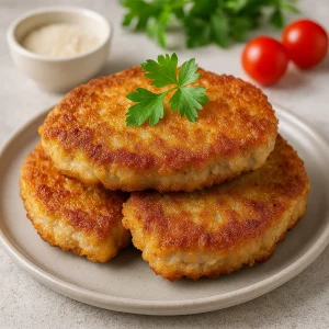 Готовые свиные отбивные на тарелке