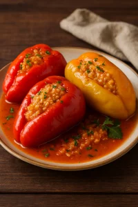 Готовый фаршированный перец с мясом и рисом