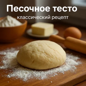 Классическое песочное тесто на деревянной доске