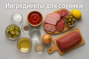 Ингредиенты для приготовления мясной солянки