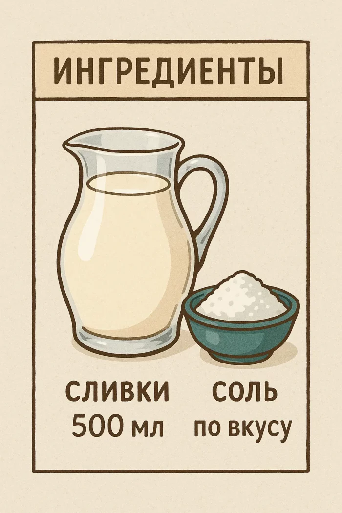 Ингредиенты для приготовления сливочного масла