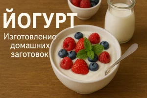 Обложка рецепта домашнего йогурта с заголовком