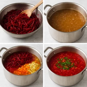 Коллаж приготовления борща поэтапно