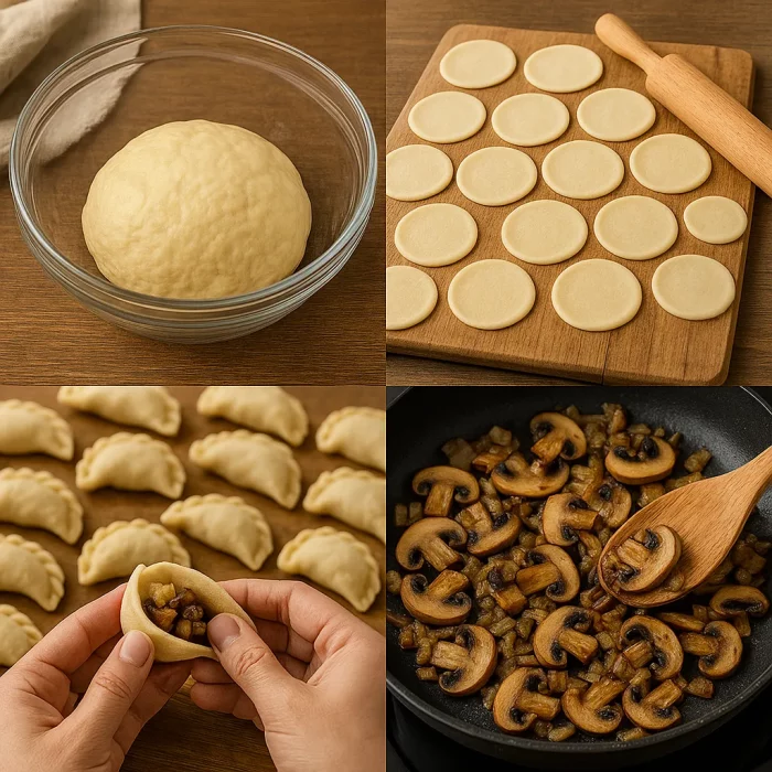 Пошаговое приготовление вареников с картошкой и грибами