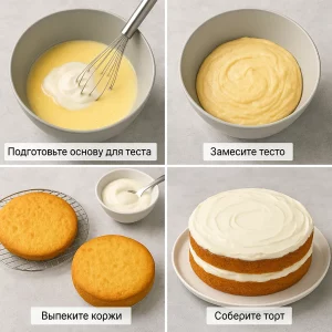 Приготовление торта Сметанник по шагам