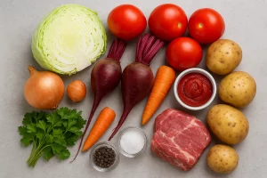 Ингредиенты для борща с молодой капустой