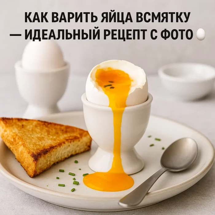 Подача яйца всмятку с тостом и зеленью
