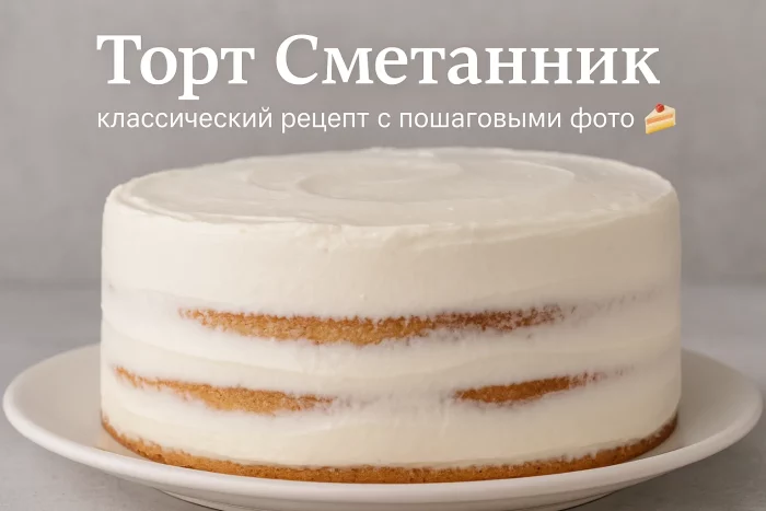 Готовый торт Сметанник с кремом