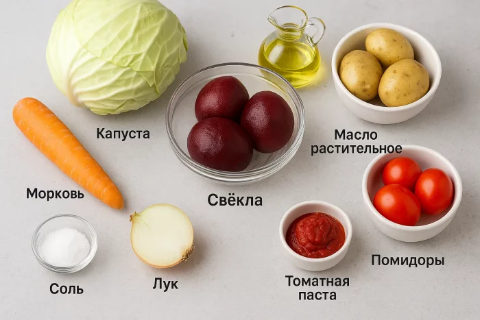 Ингредиенты для приготовления борща со свеклой