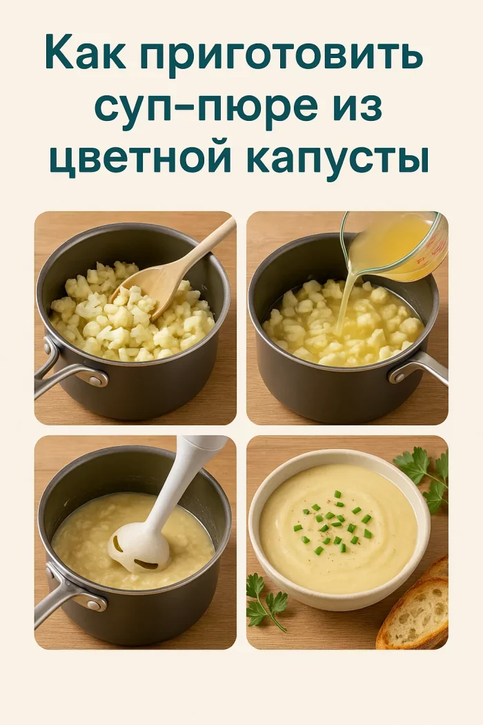 Пошаговое приготовление супа-пюре из цветной капусты