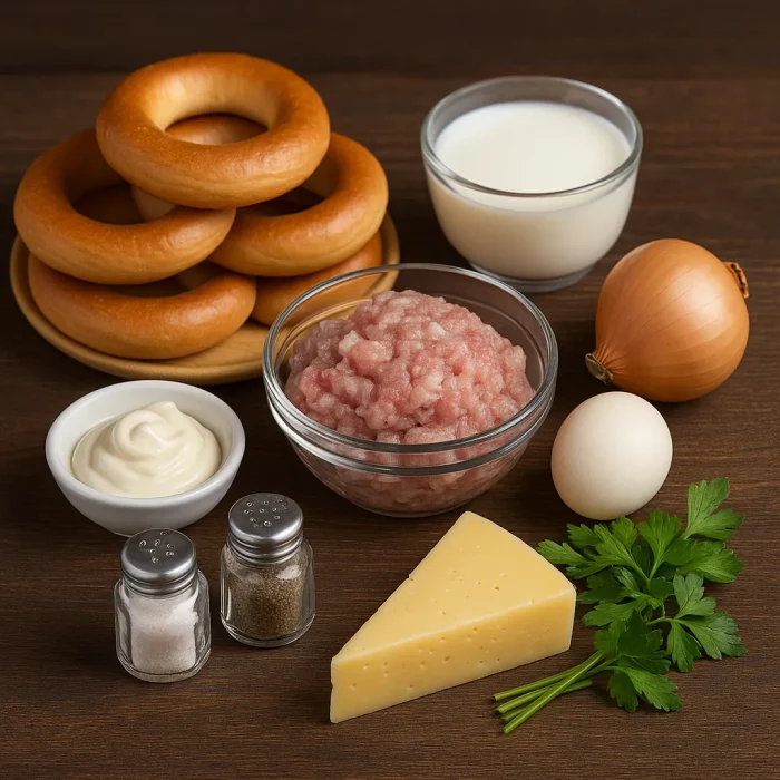 Ингредиенты для бубликов с фаршем и сыром