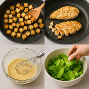 Пошаговое приготовление салата Цезарь