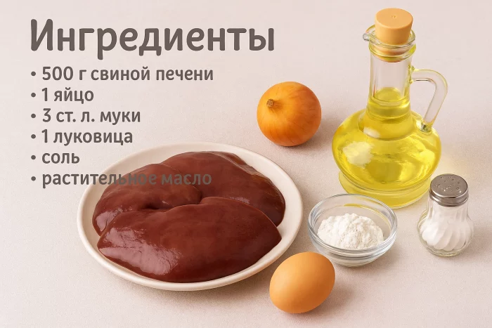 Крупный план аппетитных отбивных из свиной печени на белой тарелке. Блюдо украшено петрушкой, огурцом и помидором. Светлая подача и мягкий фон подчёркивают домашний уют.