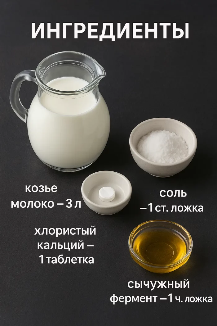 Ингредиенты для приготовления козьего сыра