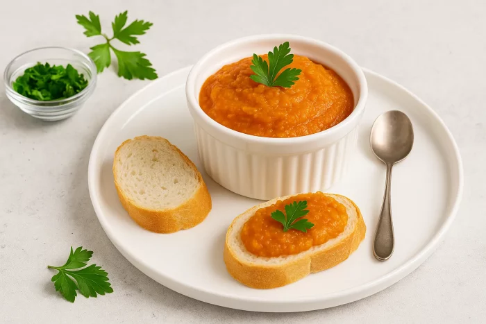 Подача кабачковой икры на тарелке
