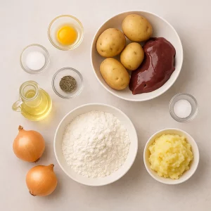 Ингредиенты для вареников с картошкой и печёнкой