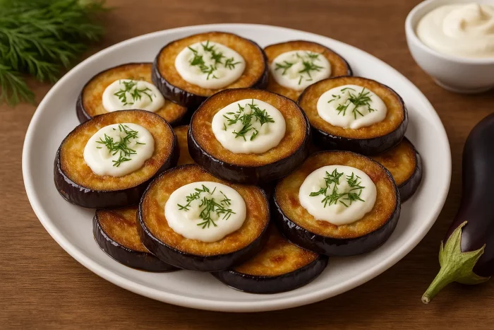 Жареные баклажаны с майонезом и чесноком