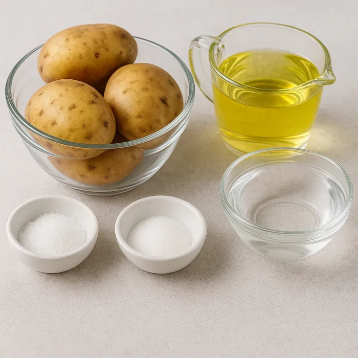 Ингредиенты для картошки фри: картофель, масло, соль, сахар и вода