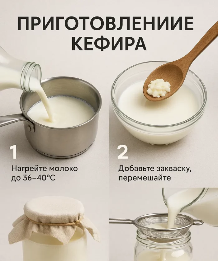 Пошаговое приготовление домашнего кефира