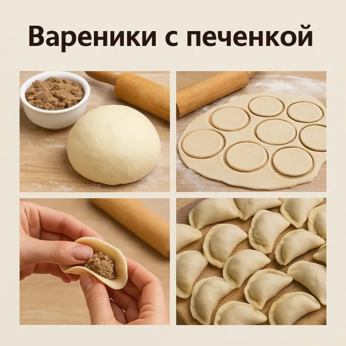 Пошаговое приготовление вареников с печёнкой